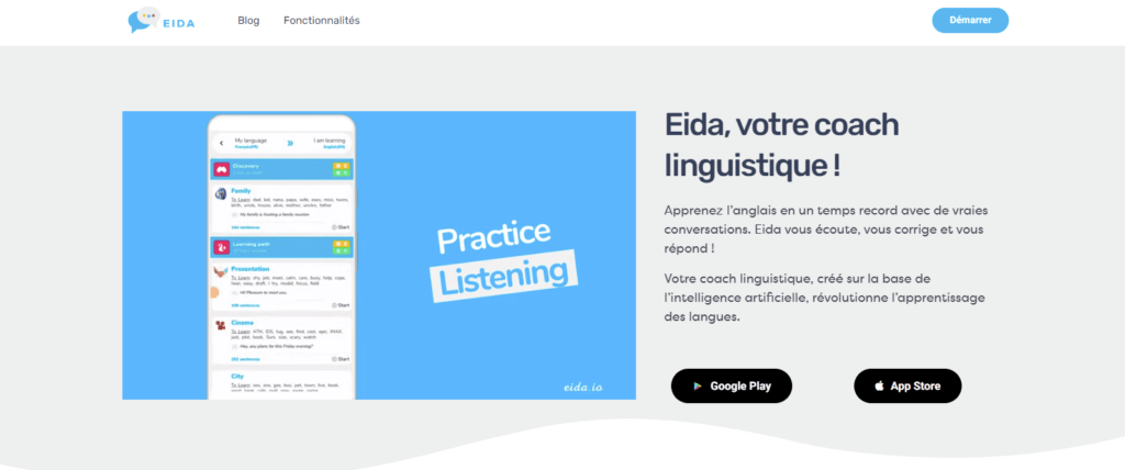 Eida : Showcase website for mobile App